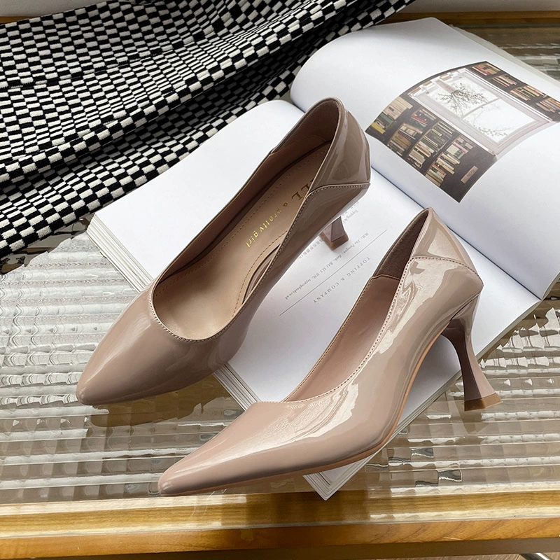 Slingback Heel Formal - Women Patent Leather High Heels Pumps