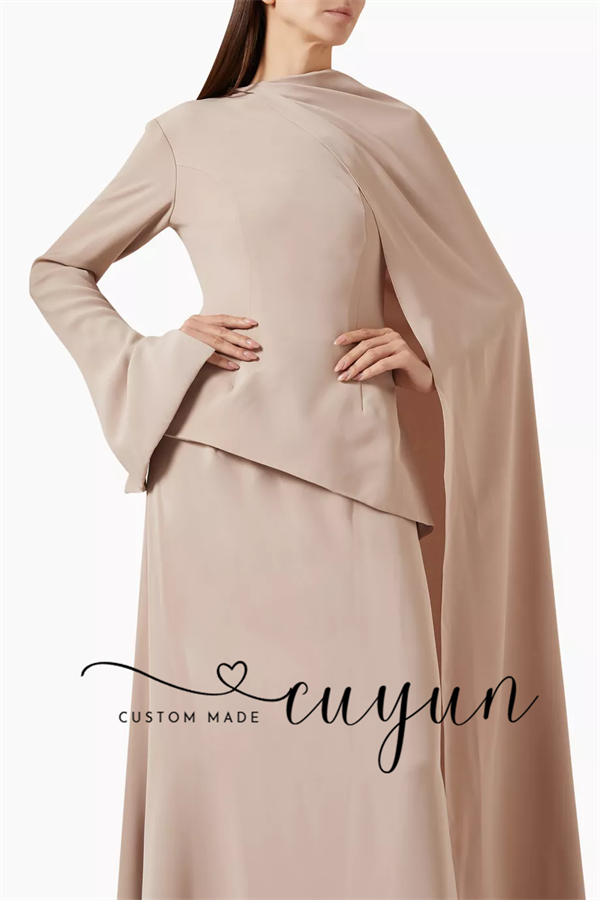 CUYUN Customized Khaki Modest  - Women'S Formal Wear For Wedding Guest ulasan dan harga