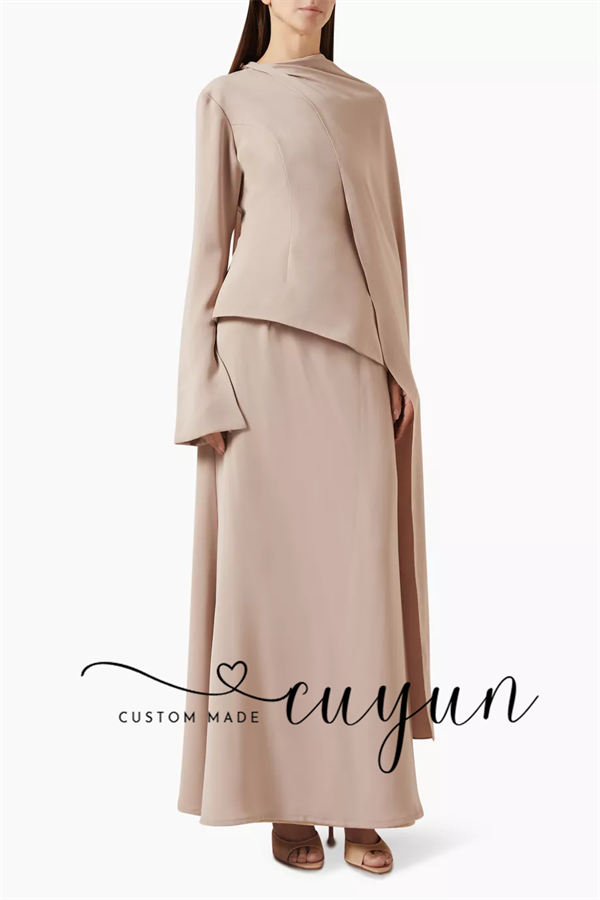CUYUN Customized Khaki Modest  - Women'S Formal Wear For Wedding Guest ulasan dan harga