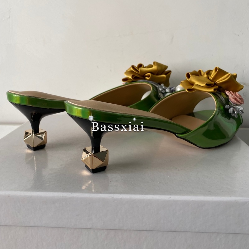 Crystal Decor Handmade Flower  - Kitten Heel Women ulasan dan harga
