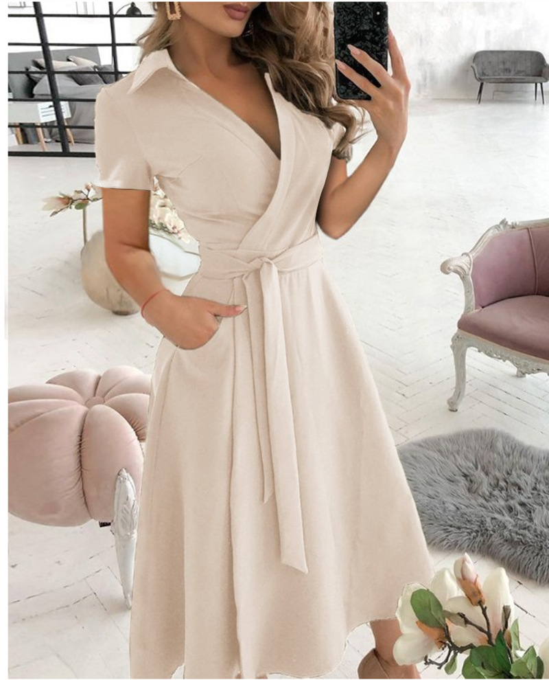 Women's Short Sleeve Wrap Dres - Wrap Dress Work ulasan dan harga
