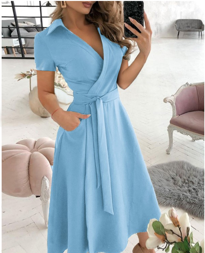 Women's Short Sleeve Wrap Dres - Wrap Dress Work ulasan dan harga