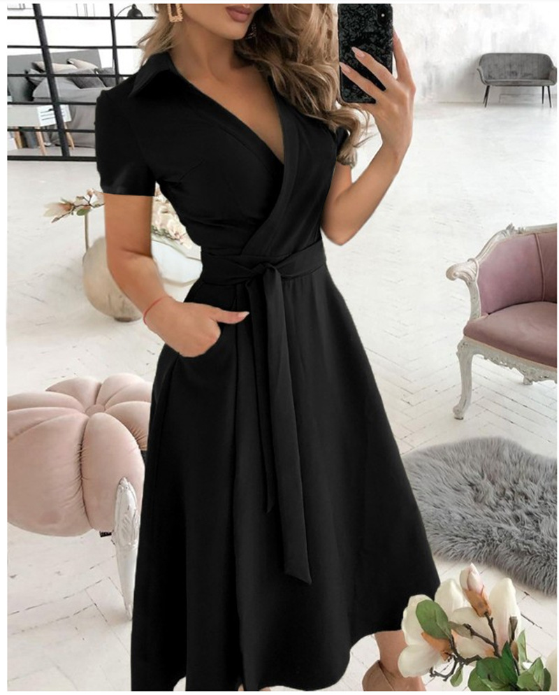 Women's Short Sleeve Wrap Dres - Wrap Dress Work ulasan dan harga