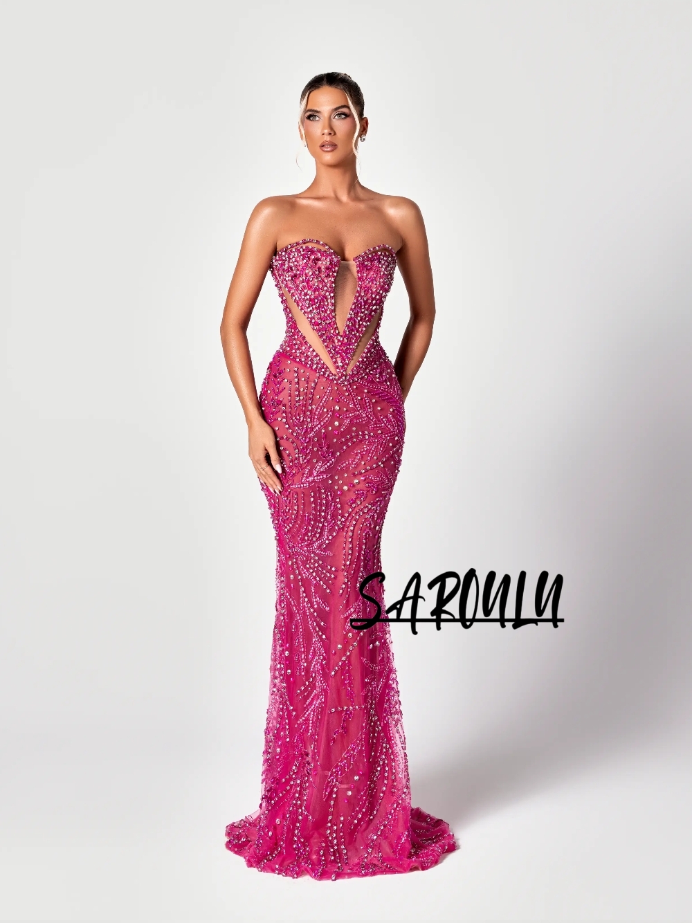 Fuchsia Cut Out Sweet Evening  - Formal Gala Wear Women ulasan dan harga
