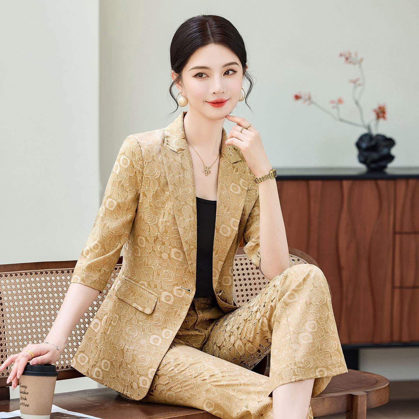 Fashion Apricot Half Sleeve Pr - Women'S Office Formal Wear For Ladies ulasan dan harga