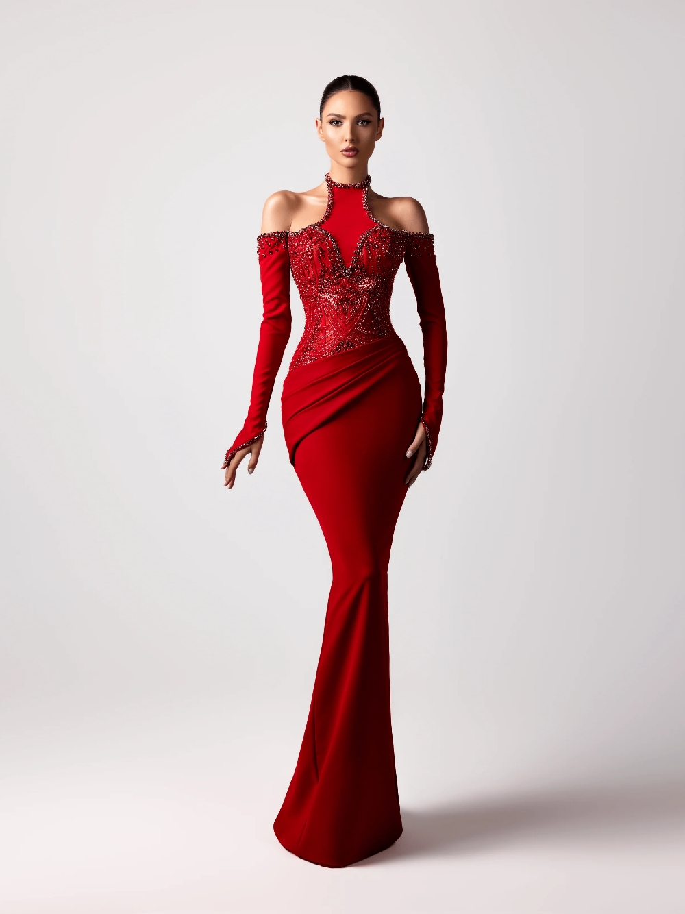 Red Sexy Halter Evening Dress  - Formal Gala Wear Women ulasan dan harga