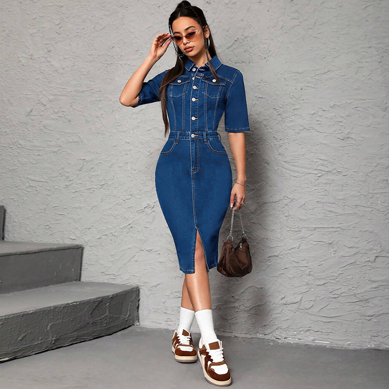 Women Long Dress Turn Down Col - Wrap Dress Work ulasan dan harga