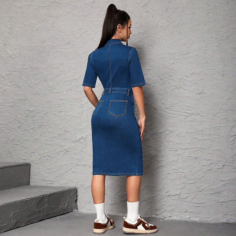 Women Long Dress Turn Down Col - Wrap Dress Work ulasan dan harga