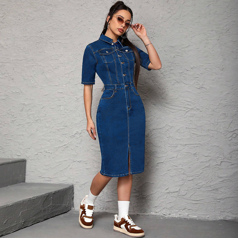 Women Long Dress Turn Down Col - Wrap Dress Work ulasan dan harga