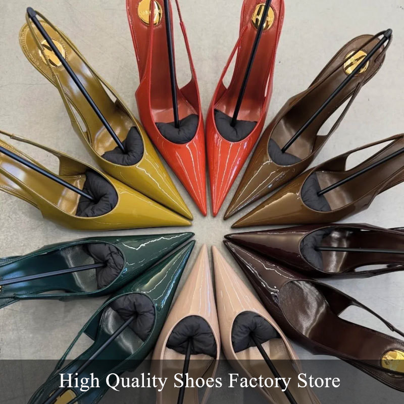 Elegant Nude Gloss Patent Leat - Slingback Heel Formal ulasan dan harga