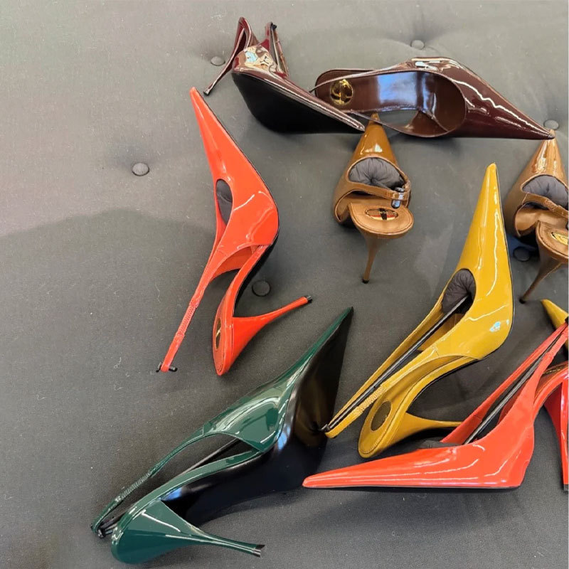Elegant Nude Gloss Patent Leat - Slingback Heel Formal ulasan dan harga