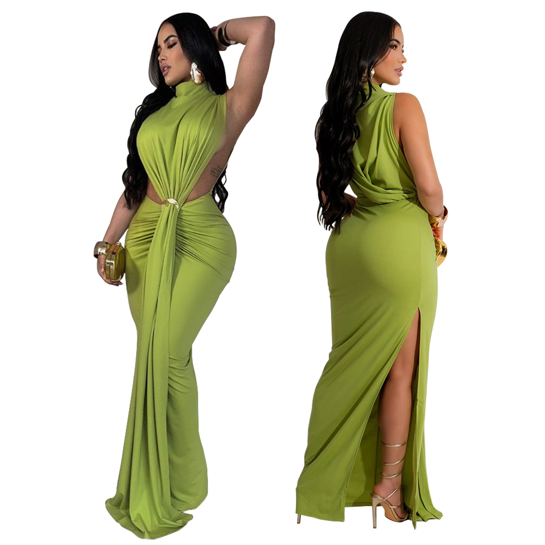 Long Dress Women Gown Dresses  - Wrap Dress Work ulasan dan harga