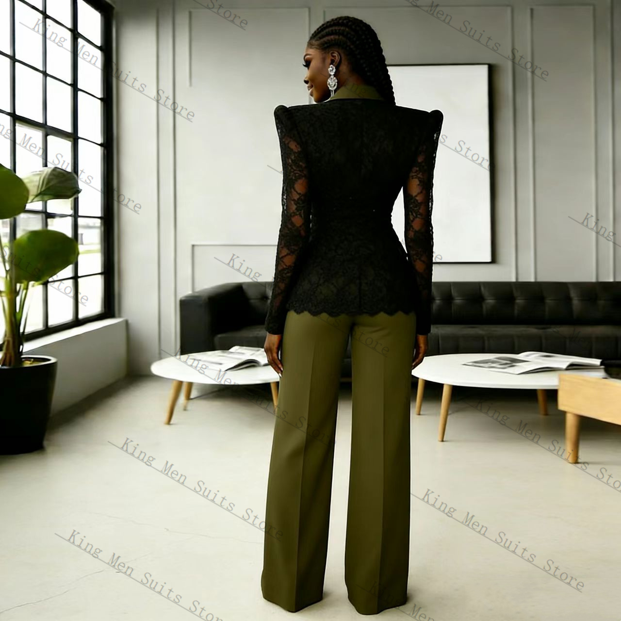 Green Black Lace Women Suit Se - Women'S Formal Wear For Wedding Guest ulasan dan harga
