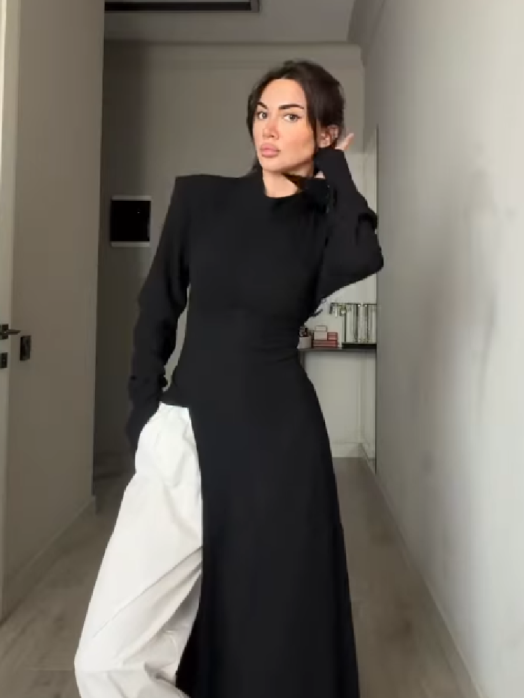 Women's Elegant High Neck Long - Women'S Office Formal Wear For Ladies ulasan dan harga