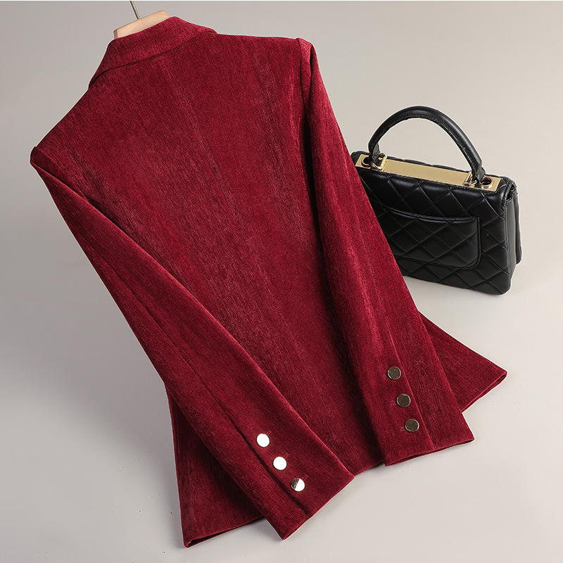 Yellow Gold Velvet Blazer Wome - Women'S Office Formal Wear For Ladies ulasan dan harga