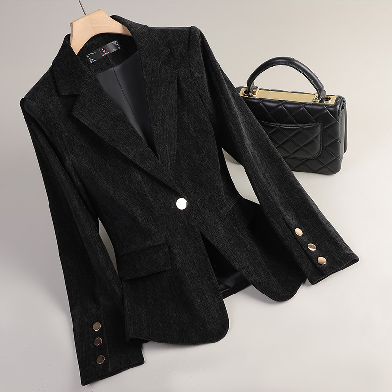 Yellow Gold Velvet Blazer Wome - Women'S Office Formal Wear For Ladies ulasan dan harga