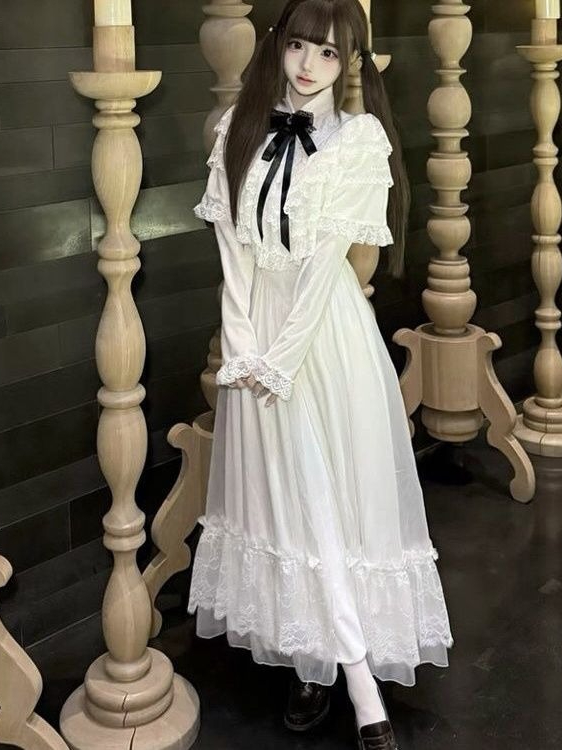 Japanese Short Sleeve Bow Lace - Women Formal Wear With Skirt ulasan dan harga