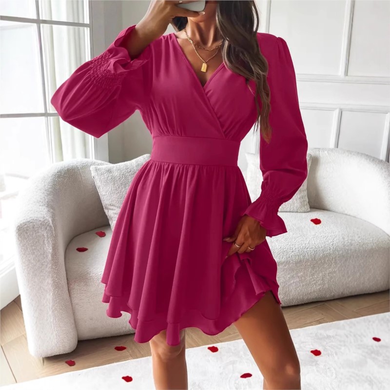 Dresses 2025 Woman Clothing V  - Wrap Dress Work ulasan dan harga