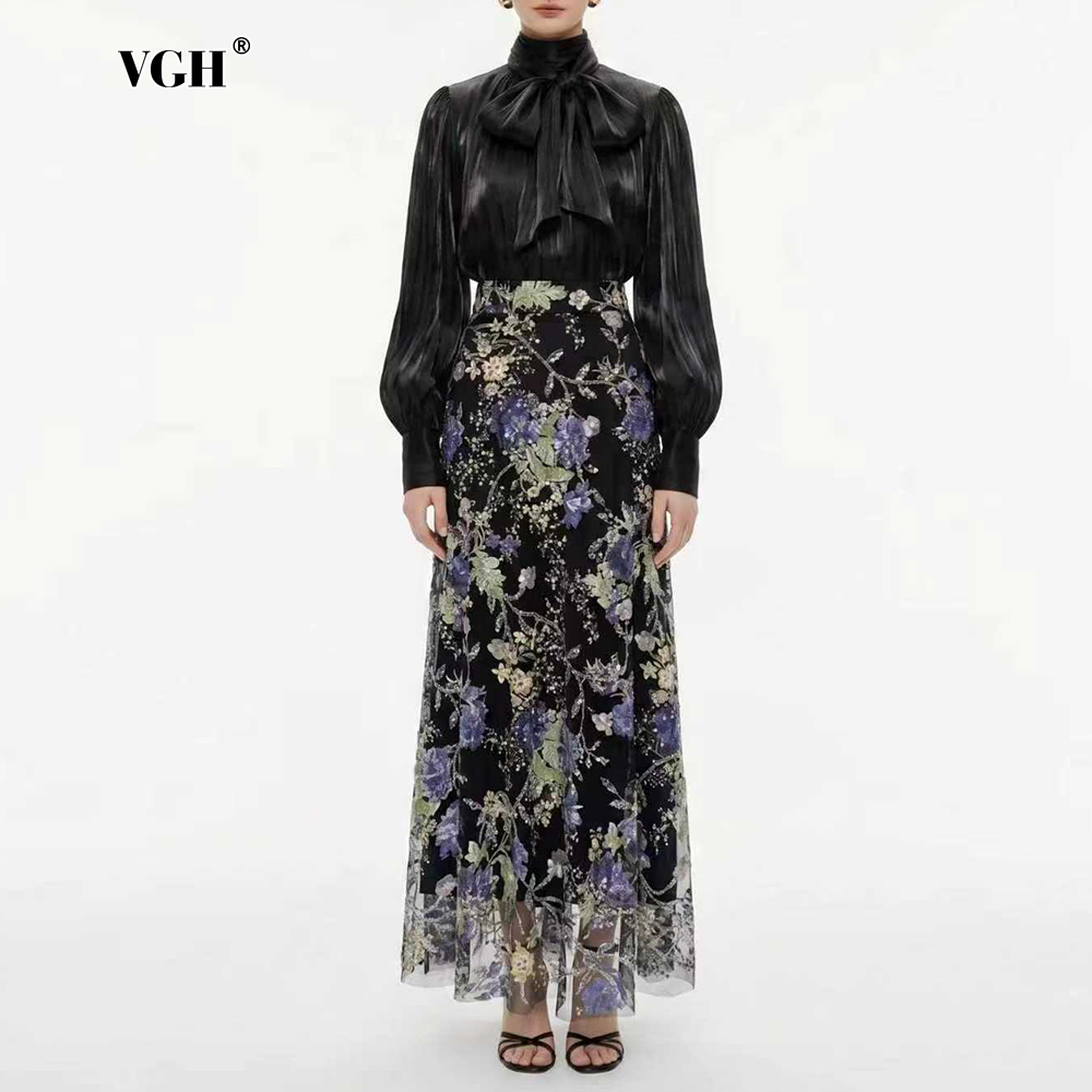 VGH Elegant Chic Black Floral  - Women Formal Wear With Skirt ulasan dan harga