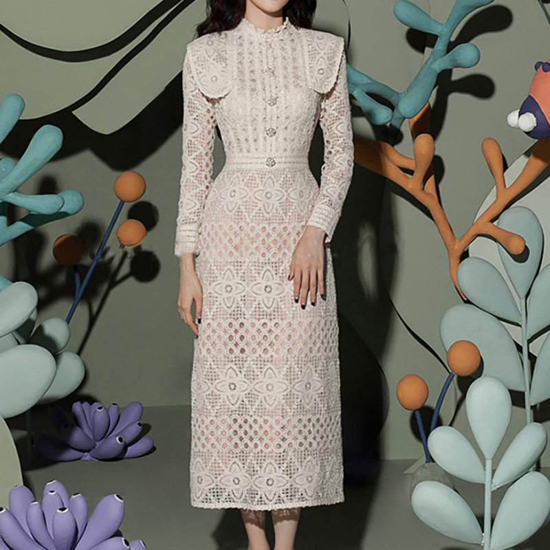 Putao Lace Midi Evening Dress  - Formal Gala Wear Women ulasan dan harga