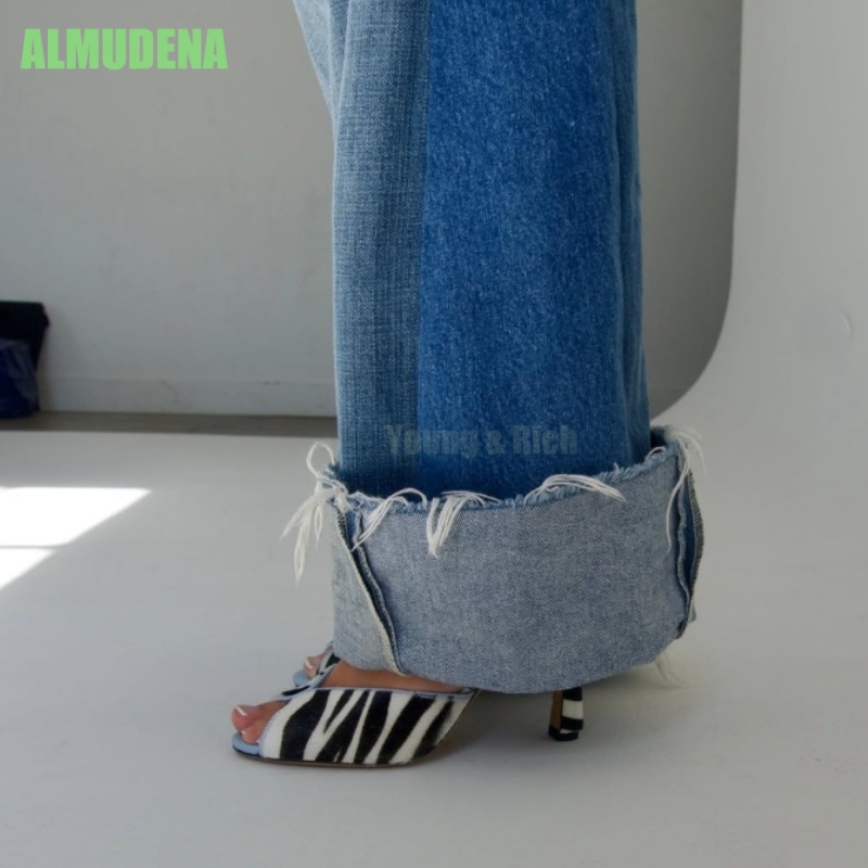 Zebra Print V-Cut Peep Toe Mul - Kitten Heel Women ulasan dan harga