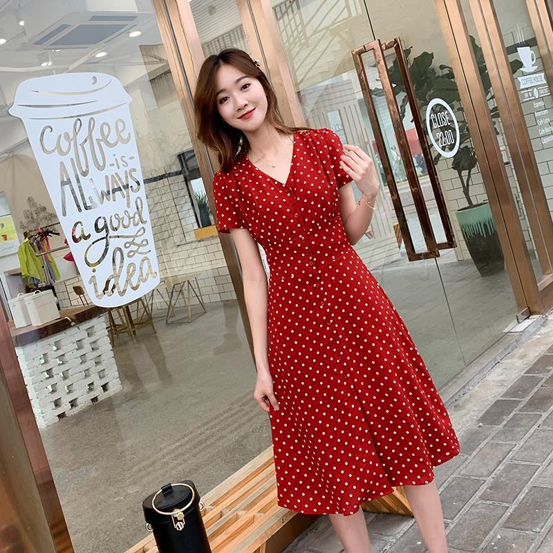 Chiffon Wrap Women Dresses Mid - Wrap Dress Work ulasan dan harga