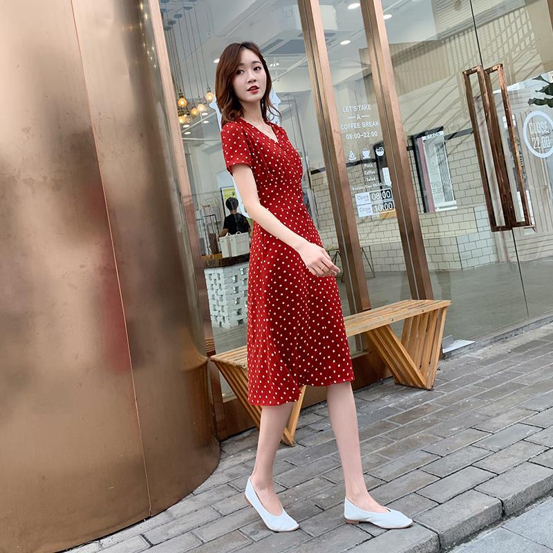 Chiffon Wrap Women Dresses Mid - Wrap Dress Work ulasan dan harga