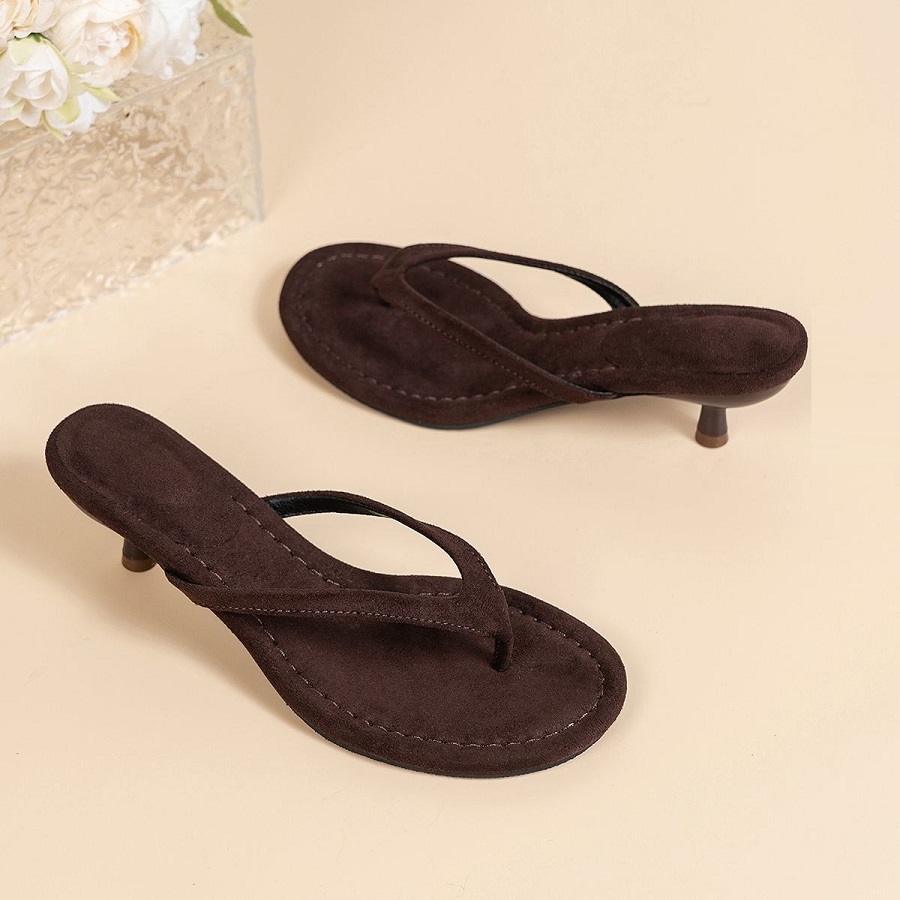 New Faux Suede Heeled Thong Sa - Kitten Heel Women ulasan dan harga
